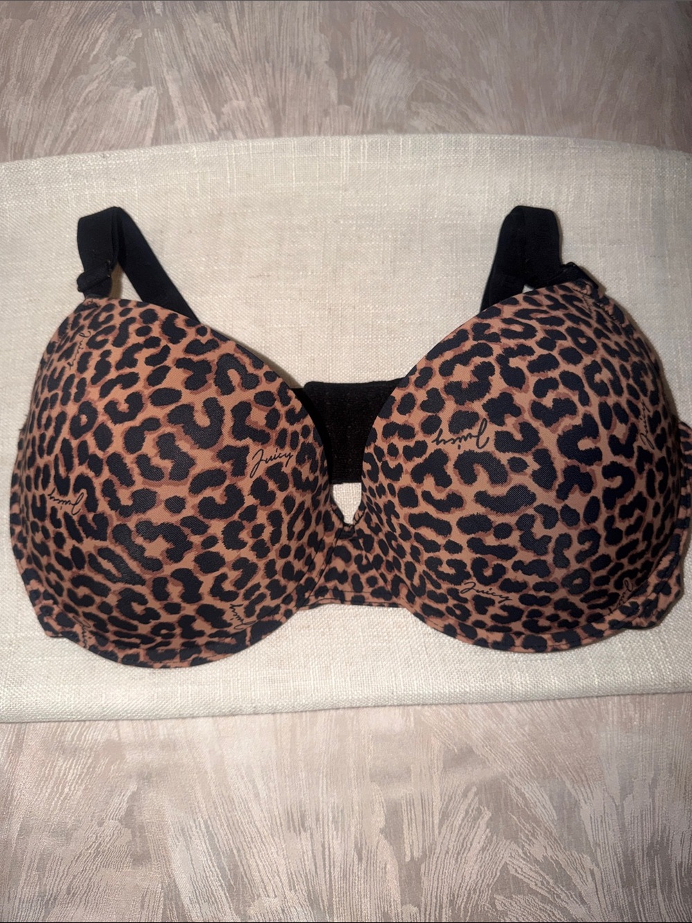Juicy Couture Leopard Print Push-Up Bra in Brown and Black